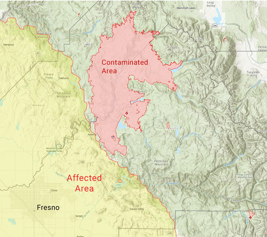 Creek Fire Affected Area Map
